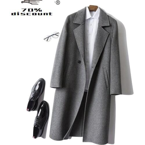 Mens 200% Wool Coat Double-sided Long Jacket Men Clothes 2020 Casual Spring Autumn Casaco Masculino YC-MR3026 KJ4298