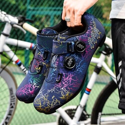 Professional Speed Cycling Shoes Men 2021 Graffit Print Racing Road Bike Shoes Men Outdoor Spin Buckle Bicycle Lock Sneakers Men
