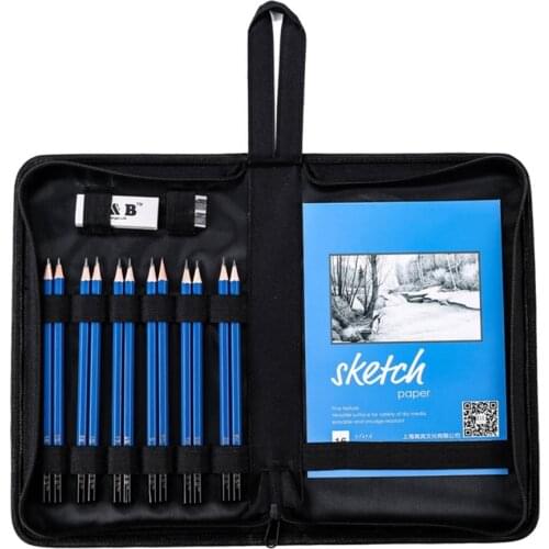 Professional Art Pencil Set 16pcs Set Drawing Pencils Set Sketch Kit With Sketch Paper Sharpener Eraser Zippered Carry Case