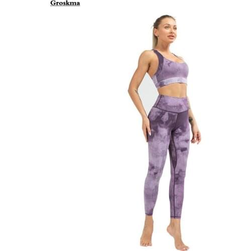 Newest Women Sexy Bra+High Waist leggings Yoga Two Piece Set Sports Running Clothing Fitness Gym Suits Ensemble Femme