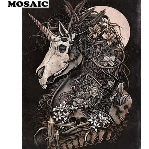 New Arrival Skull Unicorn 5d Diamond Painting Full Square round Diamond Embroidery Sale Mosaic Picture Of Rhinestones Kits