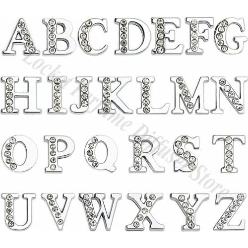 1pc A-Z 8mm Half Crystal Slide Letters Charms For Bracelet Making Alphabet DIY Wristband Pet Collar Keychain Women Men Jewelry