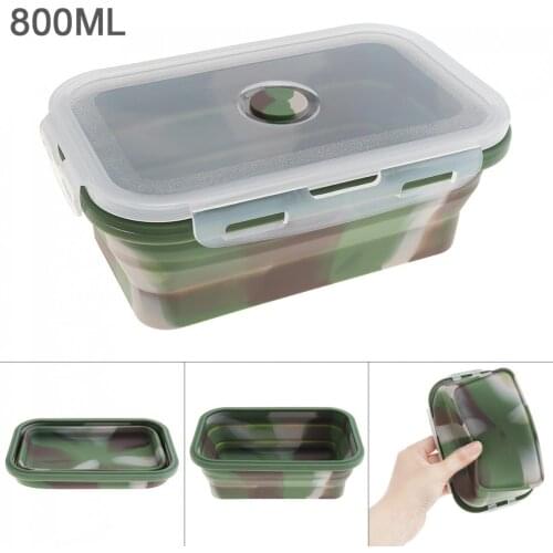 Portable Rectangle Silicone Scalable Folding Lunchbox Bento Box with Silicone Sealing Plug for - 40 Centigrade ~ 230 Centigrade