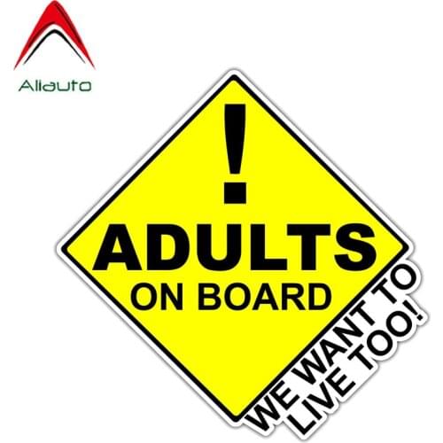 Aliauto Warning Car Sticker Adults on Board We Want To Live Too Decal Waterproof Sunscreen PVC for Mercedes Volkswagen,18cm*10cm