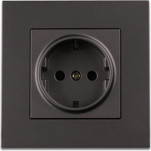 Simple Style PC Panel EU Russia Spain Power Wall Socket Grounded With Children Protective Door White Black Grey 16A