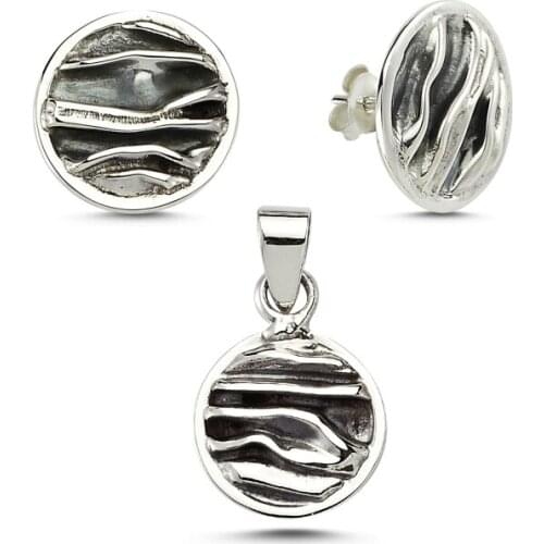 Silverlina Silver Square Sterling Wrinkled Set