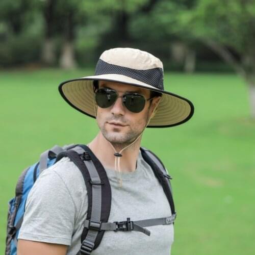 Unisex Fishing Hat Large Wide Brim Breathable Mesh Hat Foldable Sun Visor Panama Hats Outdoor Hunting Hiking Fisherman Cap