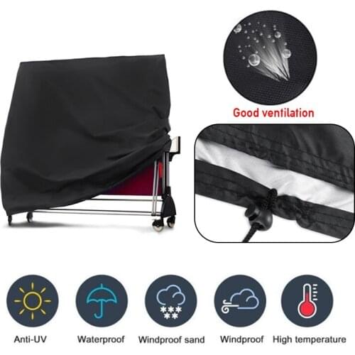 Outdoors Folding Ping Pong Table Cover Black Waterproof Anti-Dust Adjustable Ping Pong Table Protector Household 160x90x150cm