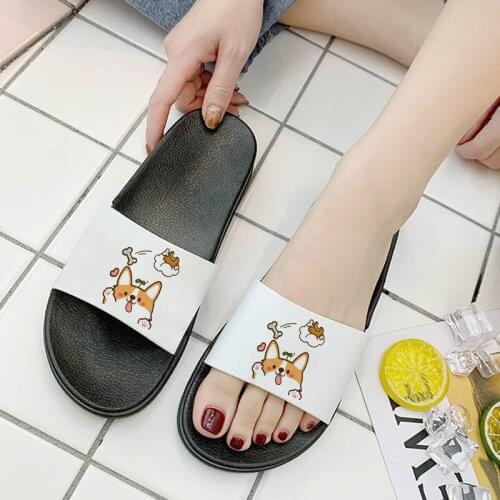 Summer Shoes For Women House Indoor Slippers Kawaii Cartoon Pattern Flip Flops Beach Slipper Casual Non-slip Slides Oversize 41