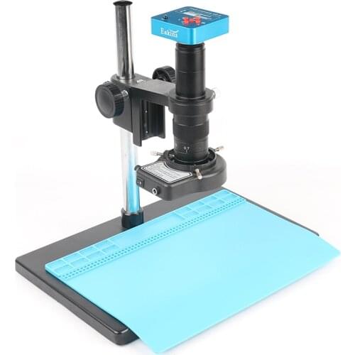 HMDI Video Microscope Camera 38MP 2K 1080P 60FPS 180/300X C-Mount Lens Single Arm Rotating Bracket For Soldering PCB Repair