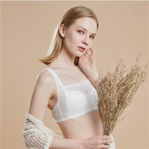 Japanese thin silk strapless bra with no steel ring, anti light wrap, sexy lace bra, mulberry silk underwear
