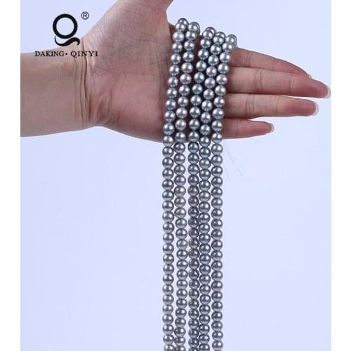 Daking Jewelry Wholesale AA Natural 8-9mm White Real Round Freshwater Pearl String