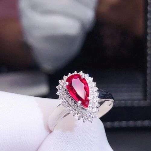 H919 Natural 1.03ct Red Ruby Ring Diamonds Jewelry Anniversary Females Rings for Womens Fine Rings