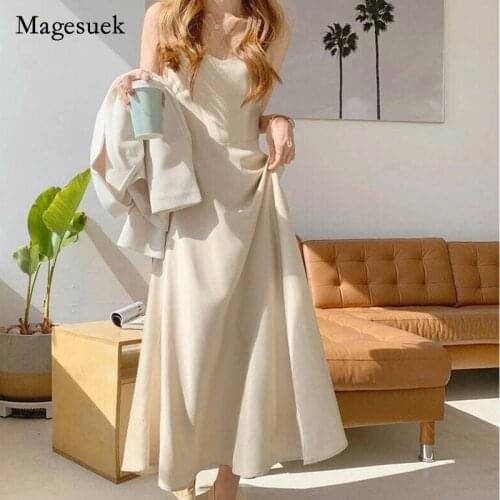 2021 Korean Chic Style Women Summer Dress V-Neck Sleeveless Dress for Women Solid Casual Elegant Sexy Party Dress Vestido 14023