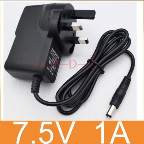 1PCS 7.5V1A High quality AC 100V-240V Converter Switching power adapter DC 7.5V 1A 1000mA Supply UK Plug DC 5.5mm x 2.1mm