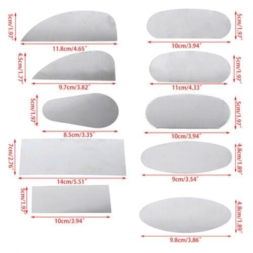 10PCS Pottery Clay Steel Scraper For Polymer Clay Scraper Pottery Tools Steel Cutter Ceramic Tools Steel Serrated Scraper