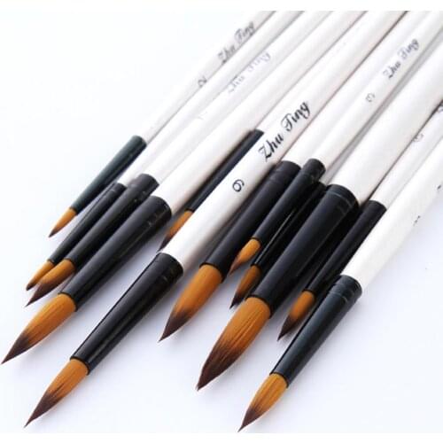 12Pcs/Set Wooden Nylon acrylic Artist Paint Brushes for Acrylic Watercolor Oil Painting Supplies Art Craft Kit