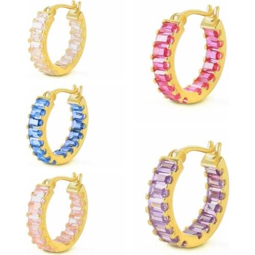 BOKAO 1pcs Earrings 2021 Trend Pendientes Plata 925 Vintage Crystal Hoop Earrings Piercing Woman Jewelry Bijoux Femme Серьги