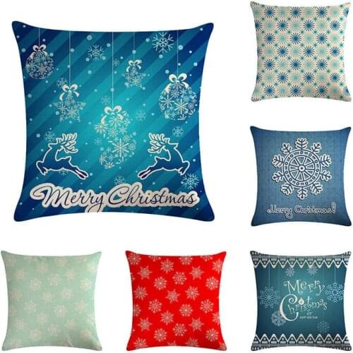 Christmas Tree Geometry Cushion Covers Snowflake Stripe Pillow Cases Red Blue Gamer Chair Holiday Gift Throw Pillows Linen H754