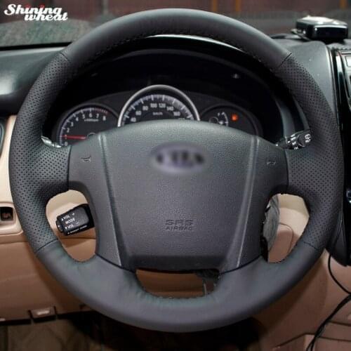 BANNIS Hand-stitched Black Leather Steering Wheel Cover for Kia Sportage 2 2005-2010 2009 Sportage