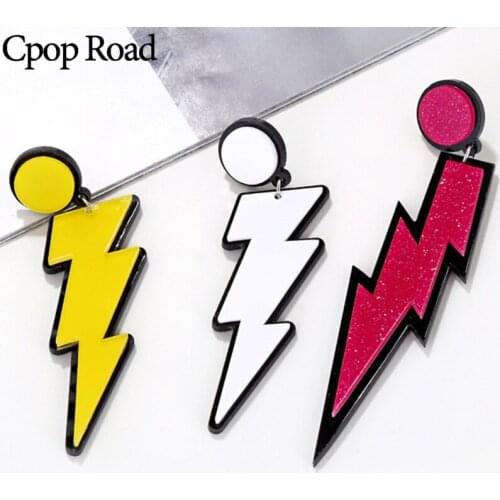 Cpop 3 Colors New Fashion Acrylic Earring Fashion Jewelry Irregularity Geometry Long Pendent Lightning Earring Women Accessories