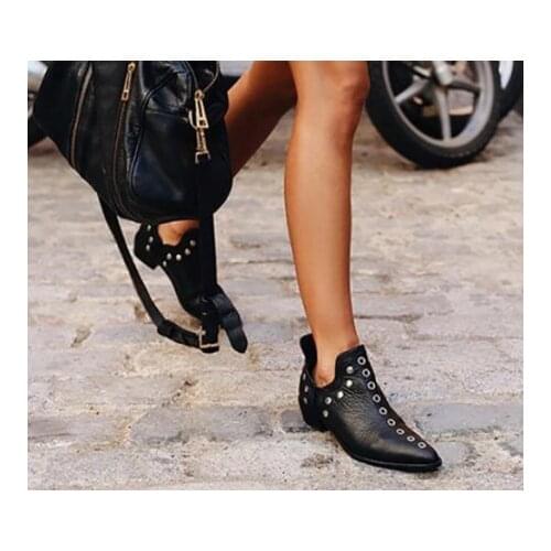 Spring and autumn womens bare boots with rivets and pointed head