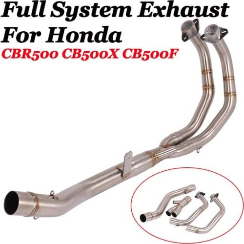 For HONDA CB500X CBR500 CB500F CBR500R Motorcycle Exhaust Header Link Tube Connect mid Pipe Full Systems 2013 14 15 16 17 18 19