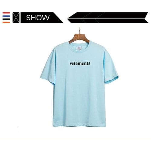 VETEMENTS French Street votements short sleeve T-shirt VTM wittermont printed light blue short sleeve T-shirt for men and women