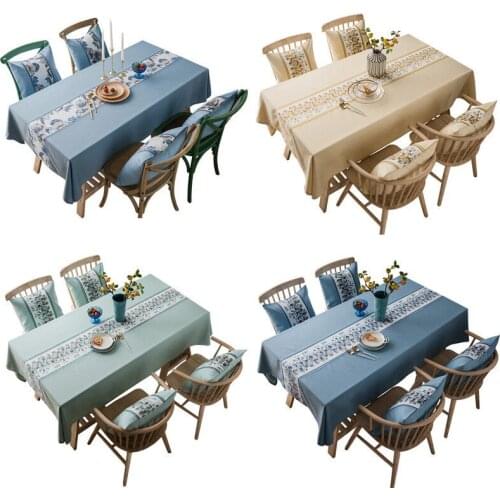 Hot sale Stripe Designs Solid Decorative Linen Tablecloth With Tassels Rectangular Wedding Dining Table Cover Tea Table Cloth