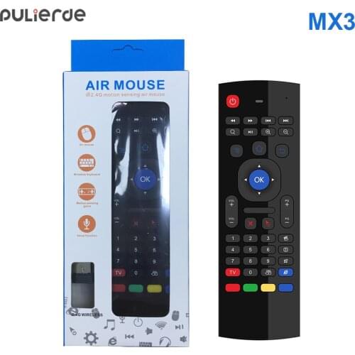 PULIERDE MX3 Pro 2.4GHz English Wireless Keyboard IR learning extend Remote Control Backlit With Voice Mini Air Mouse For TV Box