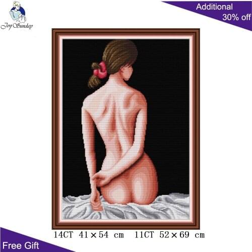 Joy Sunday Back View RA340 14CT 11CT Counted and Stamped Home Decor Cartoon Beauty Full Embroidery DIY Cross Stitch kits