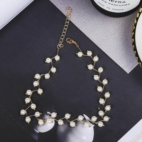 Brief Fashion Elegance Statement Necklace White Simulated Pearl Beads Choker Necklace For Women Kolye Collier Femme