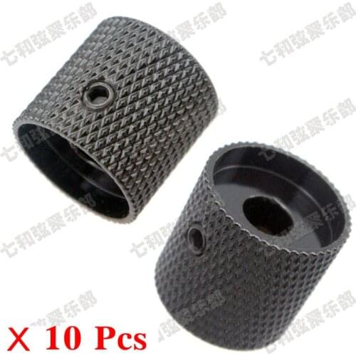 10 Pcs Black Brass Electric Bass Guitar Dome Tunning Knobs Metal Knurled Barrel Tone volume Control Knobs Buttons