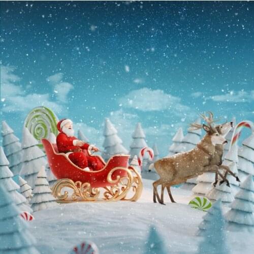Laeacco Merry Christmas Background Winter Snowy Cartoon Santa Claus Elk Baby Photocall Poster Portrait Photography Backdrops