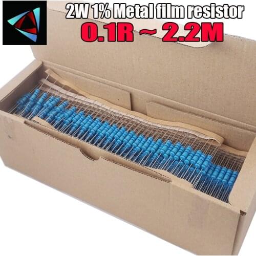 1000pcs 2W Metal film resistor 1% 0.1R ~ 2.2M 2.2R 4.7R 10R 22R 47R 100R 220R 470R 1K 10K 100K 0.22 0.33 0.47 0.68 0.75 0.82 ohm