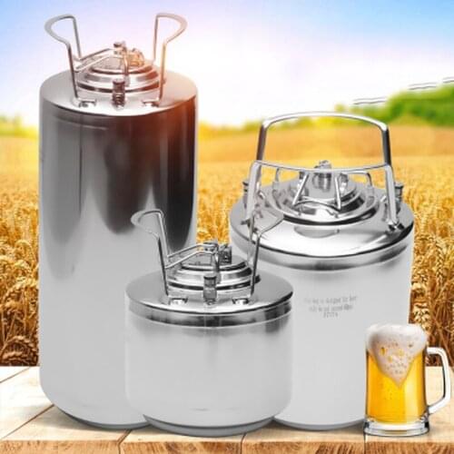 6/10/18.5L Stainless Steel Mini Beer Keg Pressurized Growler for Craft Beer Dispenser System Home Brew Beer Brewing Metal Handle