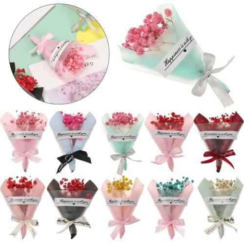 Mini Natural Real Dried Flower Gypsophila/Rose Bouquet Wedding Decorations Creative Valentines Day Flowers Bouquet Photo Props