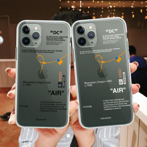 Fashion Tides brand sneakers Phone Case For iPhone 12 11 Pro X XR XS MAX 7 8 6 Plus SE2 Simple label letter Silicone Cover Coque
