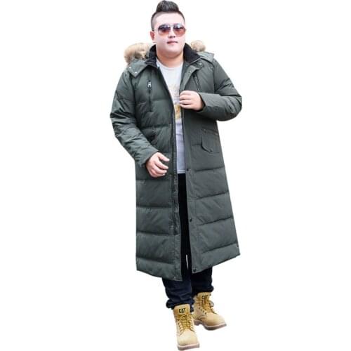 Mens Winter Fashion Coat Hooded Large Fur Collar Warm Jacket Mens Extra Long Size M-14XL Over the Knee Jacket 190kg Mens Wear