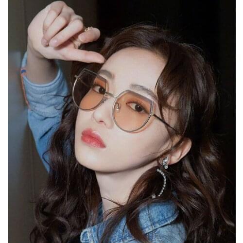 Man Korean Version Personality Fashion Rimless Shades Sunglasses Ladies Luxury Brand Eyewear Alloy Mirror Oculos De Sol Black