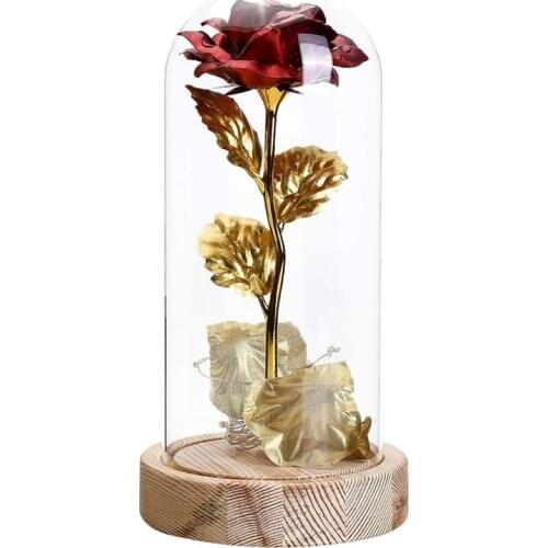 Rose Valentines Day Gift Kit,Rose with Wooden Base&LED Light,for Home Decor,Gift for Birthday/Mothers Day Anniversary