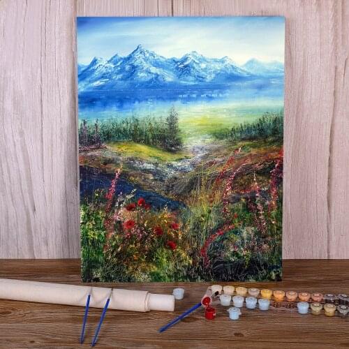 Natural Scenery Mountain Stream Painting By Numbers Kit Acrylic Paints 40*50 Painting On Canvas Decoration For Adults Art