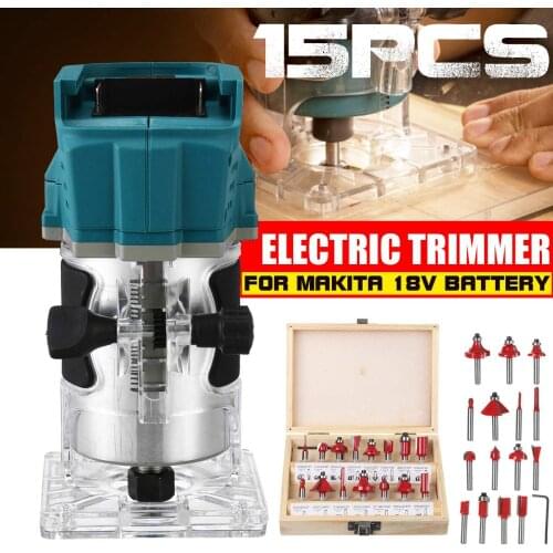Drillpro 850W 30000rpm Electric Trimmer Set Woodworking Laminate Palm Router Edge Joiner Plastic Base Kit for Makita 18V Battery