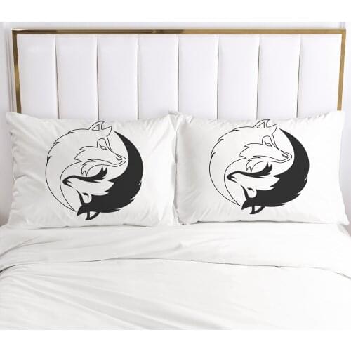 2PCS 3D Pillow Cover 70x70 50x70 Nordic Decoration Throw Pillow Cases Bedding PillowCase Black and white wolf