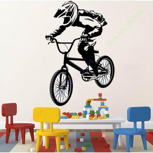 New BMX Bike Bicycle Biker Boys Wall Decal Vinyl Home Decor Wall Sticker Vinyl Wall Decorative Stickers Mural Poster