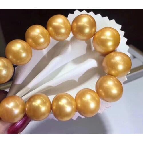 D112 Fine Jewelry Natural Fresh Water 11-14mm Golden Edison Peals Necklaces for Women Fine Pearls Necklaces