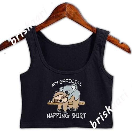 Patronus Sloth Koala My Official Napping Crop Top Women Fitness Spring Top O-Neck Ladies Vintage Customize Sleeveless Vest