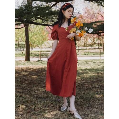 2020 new fashion womens clothing Square Collar Summer Vintage dresses for women