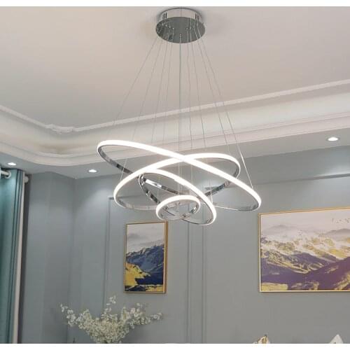 NEO Gleam Chrome Plated Modern LED Chandelier for dinning room living room lampadario moderno Lustre Circel Rings Chandelier