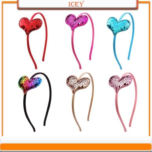 1pc Shiny Sequin Headband Glitter Heart Hairband For Girls Kids Birthday Party Headband Hair Accessories